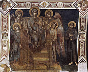 Cimabue: Madonna z Dziecitkiem, Anioami i w. Franciszkiem