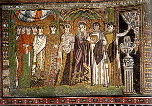 Mozaika w bazylice San Vitale - w rodku Teodora, ona cesarza Justyniana